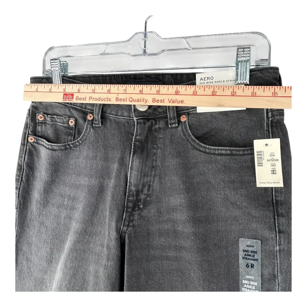 Aeropostale‎ Mid Rise Ankle Straight Stretch Womens Size 6R Jeans Gray Wash